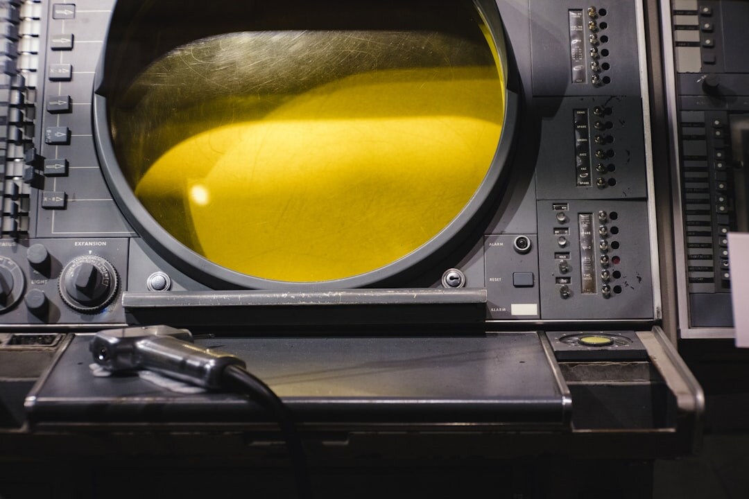 Archive editing room with tape reels and monitors