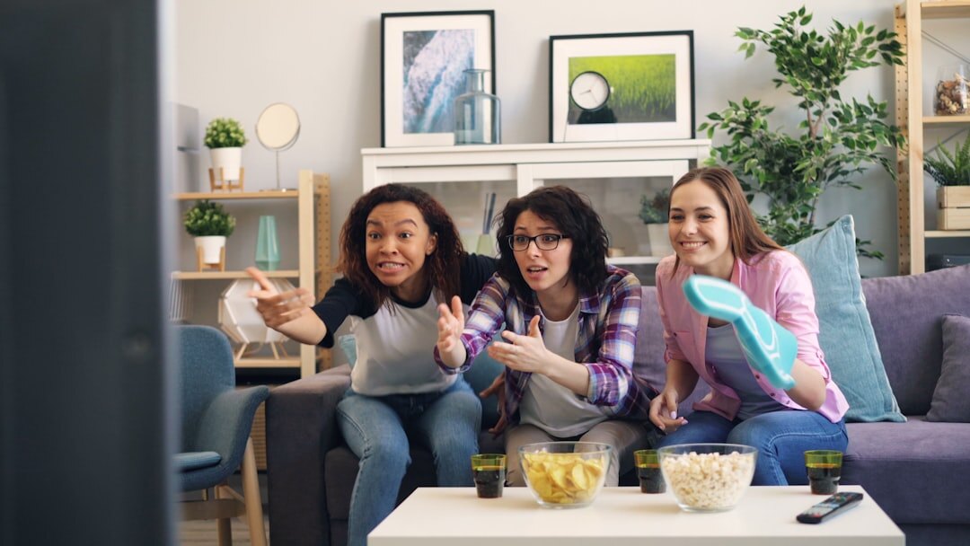 group watching television